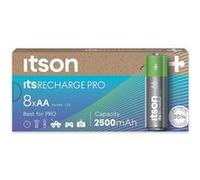 ITSON Boîte de 8 piles rechargeables AA Pro NiMH prêtes à l'emploi, 2500 mAh G