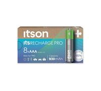 ITSON, AAA piles rechargeables, PRO, lot de 8, puissantes piles rechargeables, capacité Min. 930 mAh, pré-chargées, emballage à 95% de matériaux recyclés, made in Japan
