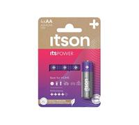 ITSON Pack de 4 Piles Alcalines LR6/AA 1,5V ItsPOWER