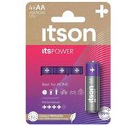 ITSON, AA Piles alcalines, Paquet de 4, pour horloges, Torches, télécommandes, LR6IPO/4CP
