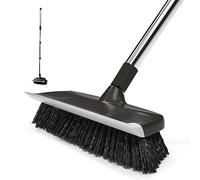ITTAR Brosse à récurer Multifonction avec Long Manche, 25,4 cm de Large, Poils rigides, Brosse de Nettoyage de Sol, Brosse à récurer de Douche Robuste 2 en 1 pour terrasse, Patio, Piscine, Cuisine,