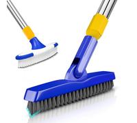 ITTAR Lot de 2 brosses à récurer pour Joints et sols avec Long Manche, Poils rigides, Brosse de Nettoyage Extensible pour Sol, carrelage, terrasse, Garage, Cuisine, Sol de Douche, Baignoire