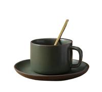ITTRUH Ensemble tasse à thé et soucoupe, tasse à thé et soucoupe, tasses en céramique, tasse à café avec couvercle, cuillère en acier inoxydable, 250 ml, excellent cadeau for femme et maman(Green)