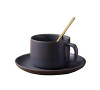 ITTRUH Ensemble tasse à thé et soucoupe, tasse à thé et soucoupe, tasses en céramique, tasse à café avec couvercle, cuillère en acier inoxydable, 250 ml, excellent cadeau for femme et maman(Blue)