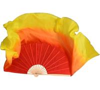ITTRUH Éventail de Danse Yangko, éventail Nationale, en Soie dégradé Couleurs, Performance, Accessoires Festival du Ventre Classique, 76 cm Long(Red Yellowright)