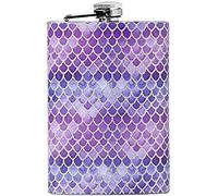 ITTRUH Flasque Portable, flasque de Hanche 8 oz en Acier Inoxydable 304, flasque à Liqueur, Bouteille à Surface en écailles de sirène, Flacon à Alcool 3D concave et Convexe(Purple)
