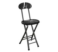 ITTRUH Tabouret Pliant avec Dossier, Chaise Portable de 18 Pouces, Tabouret de comptoir Rond Pliable for Adultes, Camping, Cuisine(Black Marble)