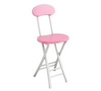 ITTRUH Tabouret Pliant avec Dossier, Chaise Portable de 18 Pouces, Tabouret de comptoir Rond Pliable for Adultes, Camping, Cuisine(Pink)