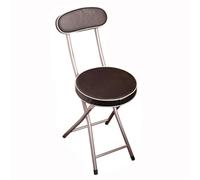 ITTRUH Tabouret Pliant avec Dossier, Coussin Portable en Cuir, Rond et Haut en métal, Chaise Pliable for intérieur et extérieur (Blanc)(Black)