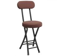ITTRUH Tabouret Pliant avec Dossier, Tabouret de Bar Rond et Portable en Cuir rembourré for Cuisine (Marron)