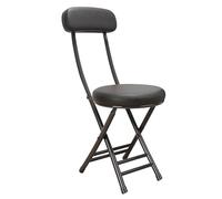 ITTRUH Tabouret Pliant avec Dossier, Tabouret de Bar Rond et Portable en Similicuir rembourré de 45,7 cm for Salon intérieur(Black)
