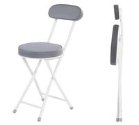 ITTRUH Tabouret Pliant avec Dossier, Tabouret Haut Pliant rembourré avec Dossier, Tabouret de Bar Rond Pliable Portable, Chaise Pliable for comptoir de Salon(Grey)