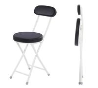 ITTRUH Tabouret Pliant avec Dossier, Tabouret Haut Pliant rembourré avec Dossier, Tabouret de Bar Rond Pliable Portable, Chaise Pliable for comptoir de Salon(Black)