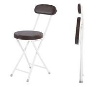 ITTRUH Tabouret Pliant avec Dossier, Tabouret Haut Pliant rembourré avec Dossier, Tabouret de Bar Rond Pliable Portable, Chaise Pliable for comptoir de Salon(Brown)