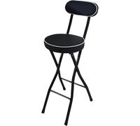 ITTRUH Tabouret Pliant avec Dossier, Tabouret Pliant rembourré en Cuir, Chaise Pliante Portable Ronde en métal Pliable for comptoir de Cuisine (Noir 65 cm/26 Pouces)