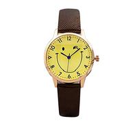 ITVIP Montre à quartz pour femme avec cadran numérique - Mode sourire - Bracelet en cuir élégant et décontracté - 220 mm - Marron