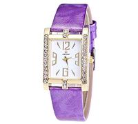 ITVIP Montre numérique tendance avec tête carrée incrustée de diamants et bracelet en cuir PU poli pour femme Violet 220 mm