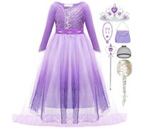 iTVTi Elsa Robe de princesse violette pour filles avec perruque pour fête d'Halloween, 2-3 ans (étiquette 100)