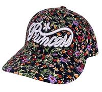 Itzu Casquette de baseball réglable pour jeunes filles avec motif cœurs et fleurs, Fleurs de princesse (noir), Taille unique