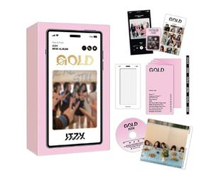 ITZY - GOLD 9th Mini Album (PHONE BOX Ver.) Mini CD + Booklet + Photocards + Frame Stand + Mini Square Poster + 2 Pin Badges + 4 Extra Photocard Official K-POP Sealed Album