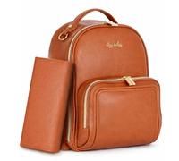 Itzy Ritzy Petit Sac à Dos à Langer | Sac à Couches Compact avec Tapis | Petites aventures, parfaitement organisé | Porte-Biberon Isotherme & Attaches Poussette | Mini Sac à Dos Maman - Cognac