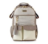 Itzy Ritzy Sac à dos à langer - Sac à dos pour bébé Boss de grande capacité avec 17 poches, matelas à langer, clips de poussette et sangles de sac à dos confortables, vanille latte