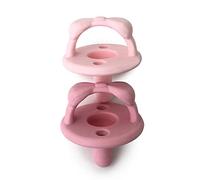 Itzy Ritzy Sweetie Soother Pacifier Set - Silicone Newborn Pacifiers with Collapsible Handle & Two Air Holes for Added Safety; Set of 2 in Light Pink & Dark Pink, Ages Newborn & Up