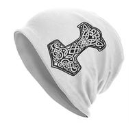 IUAOUADA Chapeau d’Hiver Unisexe Vikings Marteau de Thor Runes Hommes Femmes Tuques Adultes Casquettes Bonnets à Casquette tricotée Mode Chaude Automne Hiver Extérieur Cadeau de Chapeaux