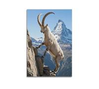 IUAUTVZM Impression sur toile représentant un bouquetin alpin et un bouquetin des Alpes - Décoration murale moderne pour chambre à coucher - 40 x 60 cm