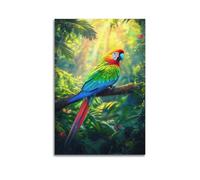 IUAUTVZM Impression sur toile sur toile représentant un perroquet et une forêt tropicale - Décoration murale moderne pour chambre à coucher - 50 x 75 cm