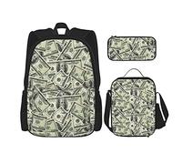 IUBBKI 100 Dollarpack Student School Book Bags Set 3 pièces avec boîte à lunch étui à crayons pour garçons filles