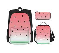 IUBBKI 3 pièces ensemble sacs à dos pastèque ombré rayures livre sac voyage camping travail sac d'école trousse à crayons sac à lunch combinaison pour hommes femmes garçons filles