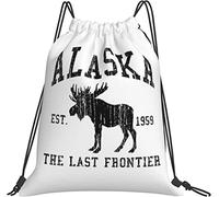 IUBBKI Alaska The Last Frontier Gifts Sac à dos noir Cadeaux pour les filles Anniversaire Noël Sacs à cordon Trousse de maquillage