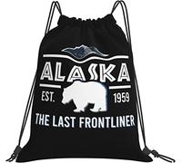 IUBBKI Alaska The Last Frontliner 1959 Gifts Sac à dos noir Sac à cordes de natation durable pour Sports Gym Yoga Plage Accessoires de voyage