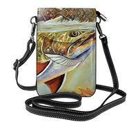 IUBBKI Brook Trout Pêche à la mouche Porte-monnaie pour téléphone portable - Petit portefeuille en cuir à bandoulière Femme Bretelles Sac Carry Card Cosmetics