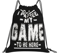 IUBBKI Cool I PAU-SED My Game to Be Here Gifts Sacs à dos noirs Sports Cinch Sack String Sac à dos Sacs de rangement pour école Gym Accessoires de voyage