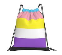 IUBBKI Drapeau de fierté trans non binaire 14x16 en sac à dos à cordon sac de sport léger sac de basket-ball étanche