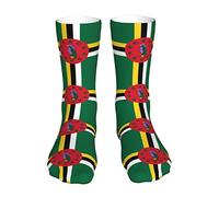IUBBKI Drapeau de la Dominique adulte mi tube chaussettes athlétique veau chaussette sport mode coussiné décontracté haute chaussettes