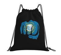 IUBBKI Drapeau du Dakota du Sud Fist Power Sac à dos à cordon Noir Sac de sport Sac de sport Sackpack pour hommes femmes enfants