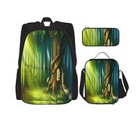 IUBBKI Ensemble de 3 sacs à dos MagicalFairy Tale Paysage de Tree House Book Bag Voyage Camping Travail Sac d'école Trousse à crayons Sac à lunch Combinaison pour hommes femmes garçons filles
