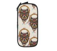 IUBBKI Ethnic Dreamcatcher Wolf Trousse à Crayons Grande capacité Pochette à Crayons Durable Sac de Rangement pour Stylo avec Pochette à Fermeture à glissière Boîte Étui Stationnaire