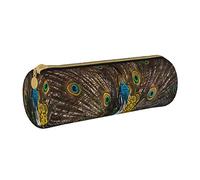 IUBBKI Étui à Crayons en Cuir BeautifulPeacockFeathers Holder Pouch Box Organisateur de Sac de Maquillage avec Fermeture à glissière pour Le Bureau de l'école