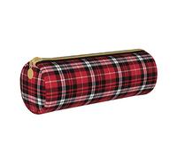 IUBBKI Étui à Crayons en Cuir BlackRedPlaidTartan Holder Pouch Box Organisateur de Sac de Maquillage avec Fermeture à glissière pour Le Bureau de l'école