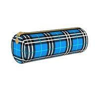 IUBBKI Étui à Crayons en Cuir BlueTartanPlaidStyle Support Pochette boîte Maquillage Sac Organisateur avec Fermeture éclair pour Le Bureau de l'école