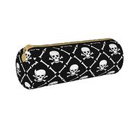IUBBKI Étui à Crayons en Cuir SkullTartanSkeletonPlaid Holder Pouch Box Maquillage Sac Organisateur avec Fermeture Éclair pour Le Bureau De L'école