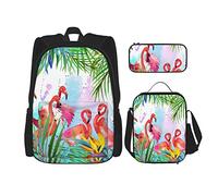 IUBBKI Flamingo garçons filles sac à dos sac à dos ensemble 3 pièces cartable scolaire boîte à lunch sac à crayons