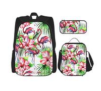 IUBBKI Flamingo garçons filles sac à dos sac à dos ensemble 3 pièces cartable scolaire boîte à lunch sac à crayons