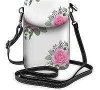 IUBBKI Floral petit téléphone portable sac à main aquarelle Roses Bouquet croissance plante sac à bandoulière pour femmes portefeuille sacs à main et sacs à main foncé