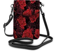 IUBBKI Floral petit téléphone portable sac à main aquarelle Roses Bouquet croissance plante sac à bandoulière pour femmes portefeuille sacs à main et sacs à main foncé