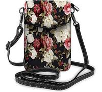 IUBBKI Floral petit téléphone portable sac à main aquarelle Roses Bouquet croissance plante sac à bandoulière pour femmes portefeuille sacs à main et sacs à main foncé